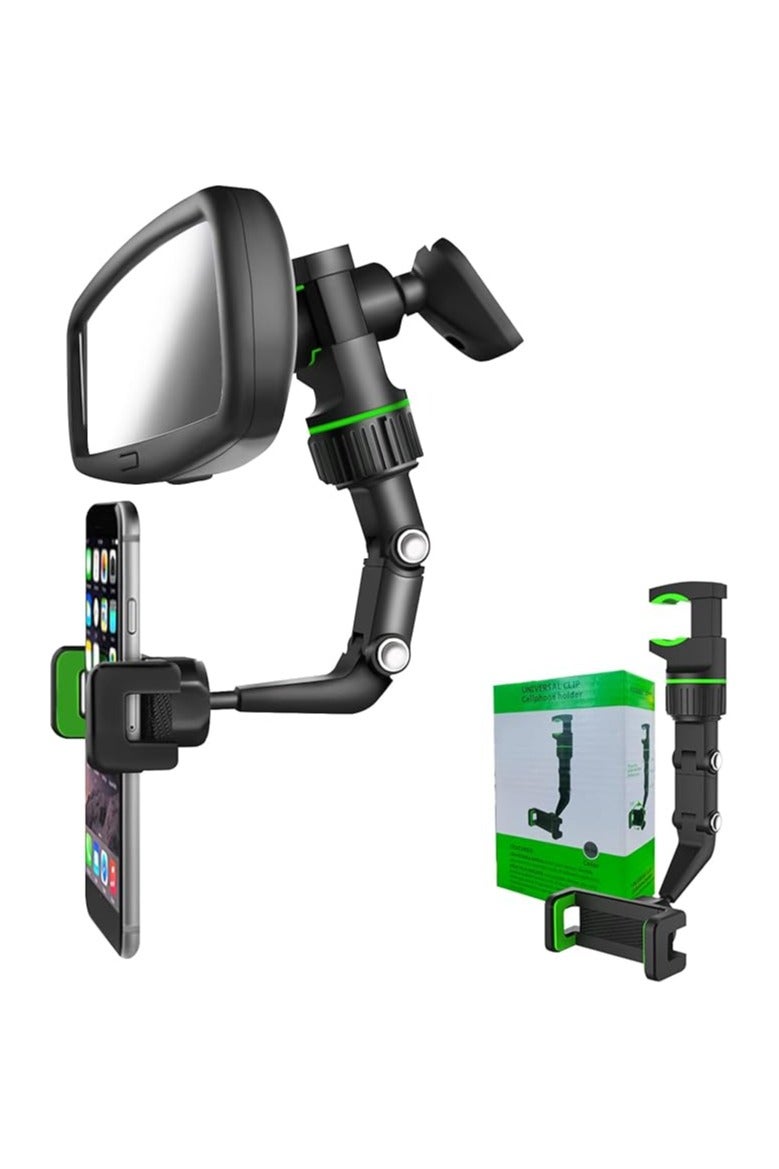 Banhey Rearview Mirror Phone Holder for Car-Upgraded Multifunctional Phone Mount for Car 360° Rotatable and Retractable Rearview Mirror Phone Holder for All Mobile Phones and All Car - Image 1