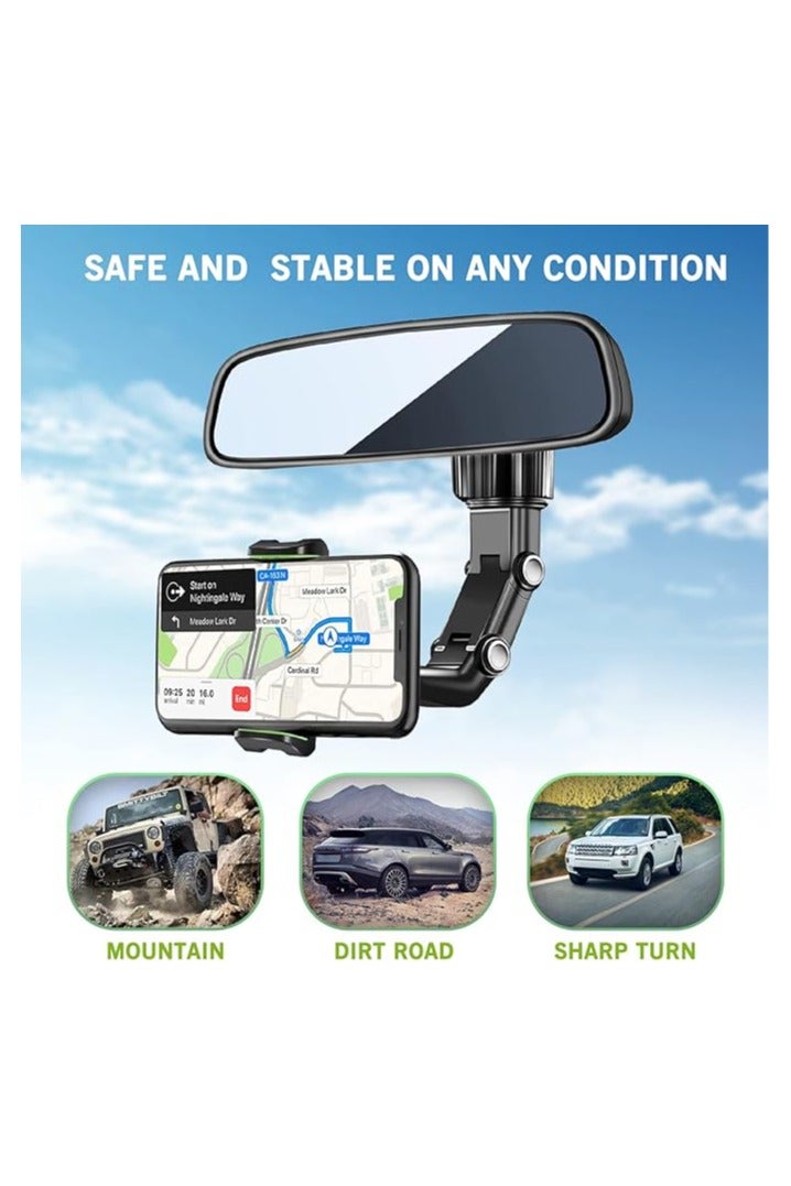 Banhey Rearview Mirror Phone Holder for Car-Upgraded Multifunctional Phone Mount for Car 360° Rotatable and Retractable Rearview Mirror Phone Holder for All Mobile Phones and All Car - Image 4