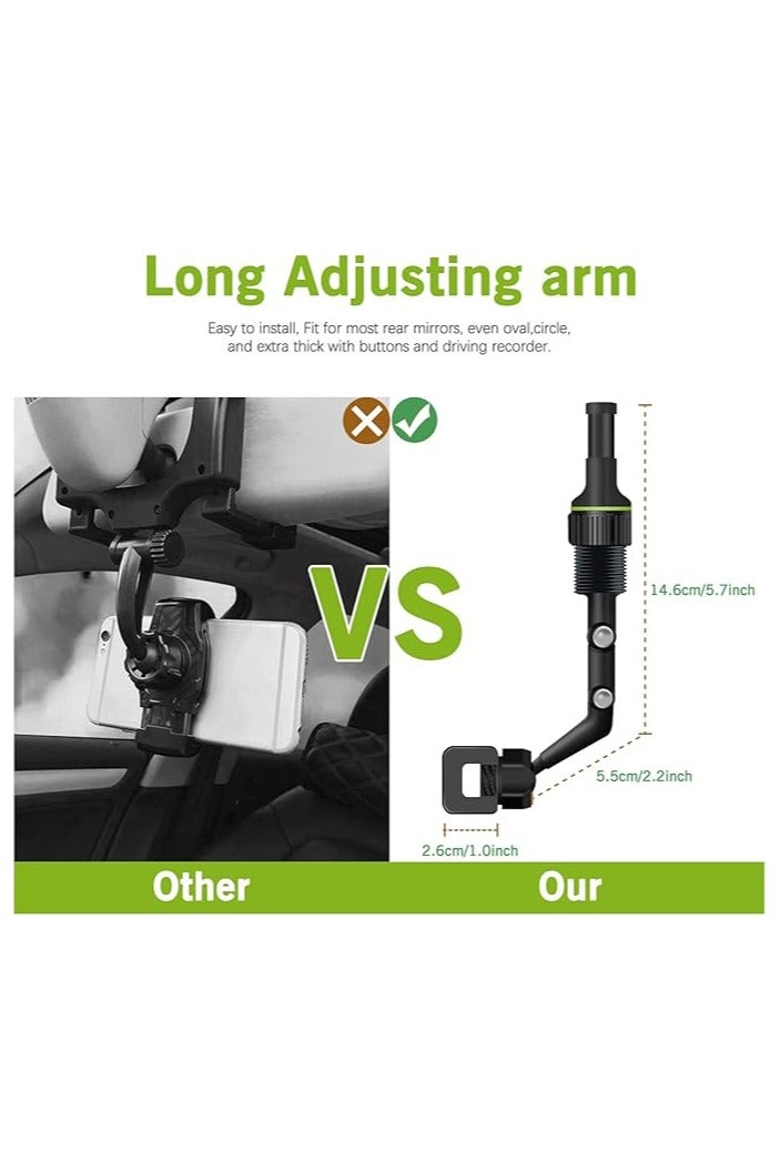 Banhey Rearview Mirror Phone Holder for Car-Upgraded Multifunctional Phone Mount for Car 360° Rotatable and Retractable Rearview Mirror Phone Holder for All Mobile Phones and All Car - Image 5