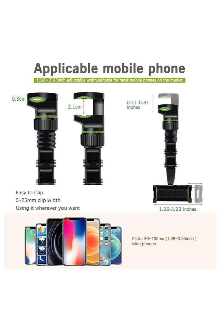 Banhey Rearview Mirror Phone Holder for Car-Upgraded Multifunctional Phone Mount for Car 360° Rotatable and Retractable Rearview Mirror Phone Holder for All Mobile Phones and All Car - Image 2