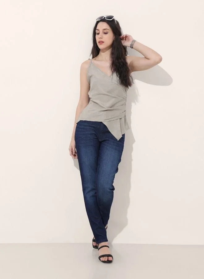 Freehand  Women Regular Fit Solid V-Neck Sleeveless Spaghetti Top  | Best Price UAE