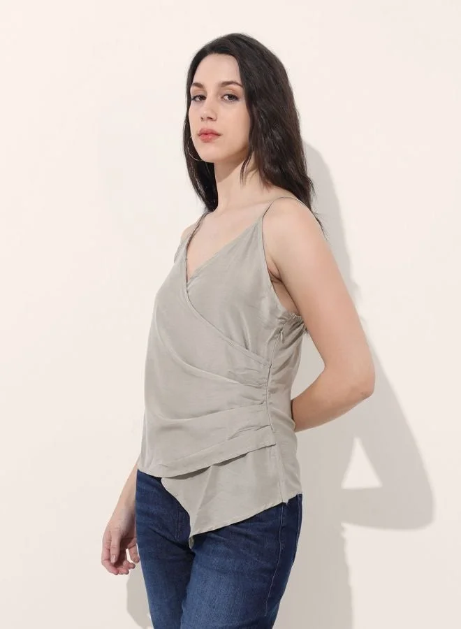 Freehand  Women Regular Fit Solid V-Neck Sleeveless Spaghetti Top  | Best Price UAE