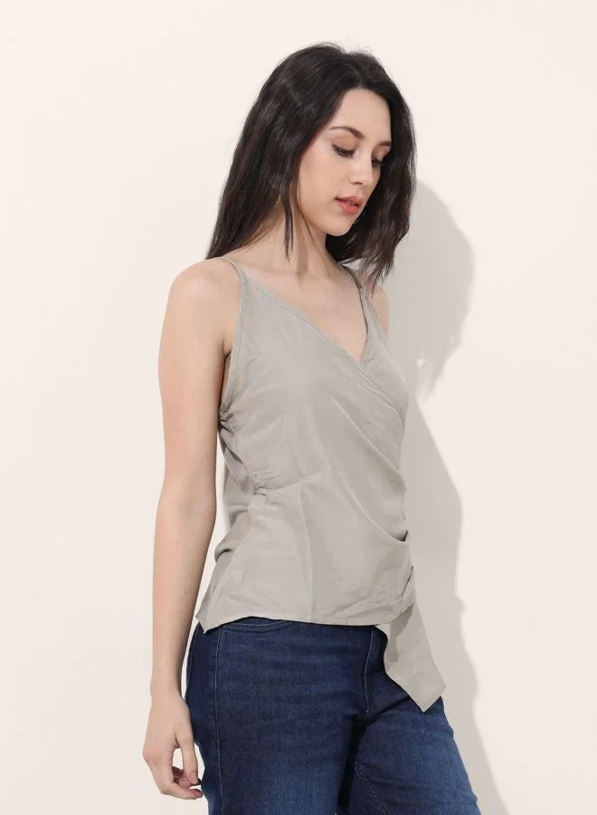 Freehand  Women Regular Fit Solid V-Neck Sleeveless Spaghetti Top  | Best Price UAE