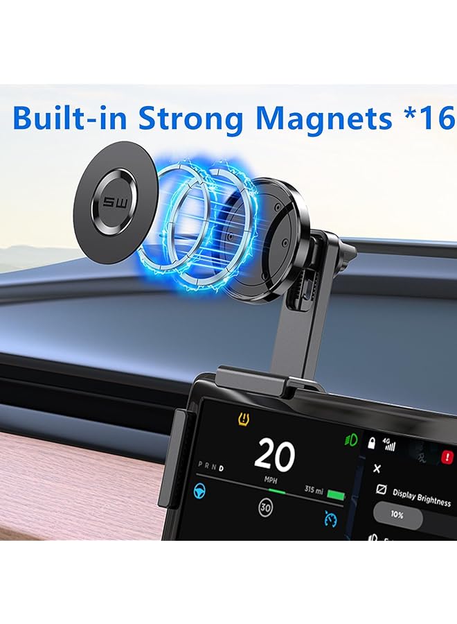 KASTWAVE Tesla Phone Mount, Strongest Magnet Power Magnetic Car Phone Holder Mount For Tesla 3/Y Accessories Fits For All Iphone & Android Phones - With Magnetic Ring - Image 3