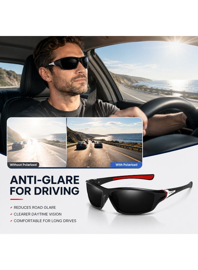 Polarized Sports Sunglasses for Men, UV400 Anti-Glare Eyewear for Fishing, Cycling, Driving, Hiking, Outdoor Activities — Lightweight TR90 Frame - Image 4