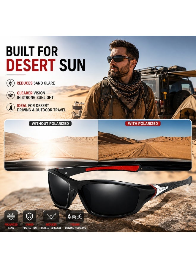 Polarized Sports Sunglasses for Men, UV400 Anti-Glare Eyewear for Fishing, Cycling, Driving, Hiking, Outdoor Activities — Lightweight TR90 Frame - Image 5
