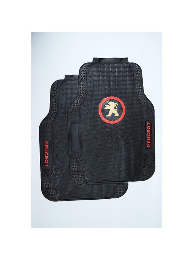 بيجو مجموعة دواسات سيارة امامية وخلفية مخصصة من الجلد بتغطية كاملة مضادة للماء مانعة للانزلاق بلون اسود لسيارة بيجو من 5 قطع - Image 1