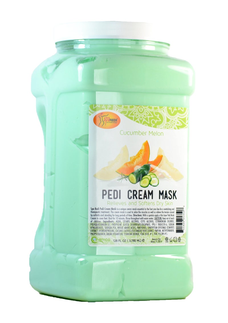 SPA REDI Body and Foot Cream Mask Cucumber and Melon 128 Oz Pedicure Massage for Tired Feet and Body Hydrating Fresh Skin
