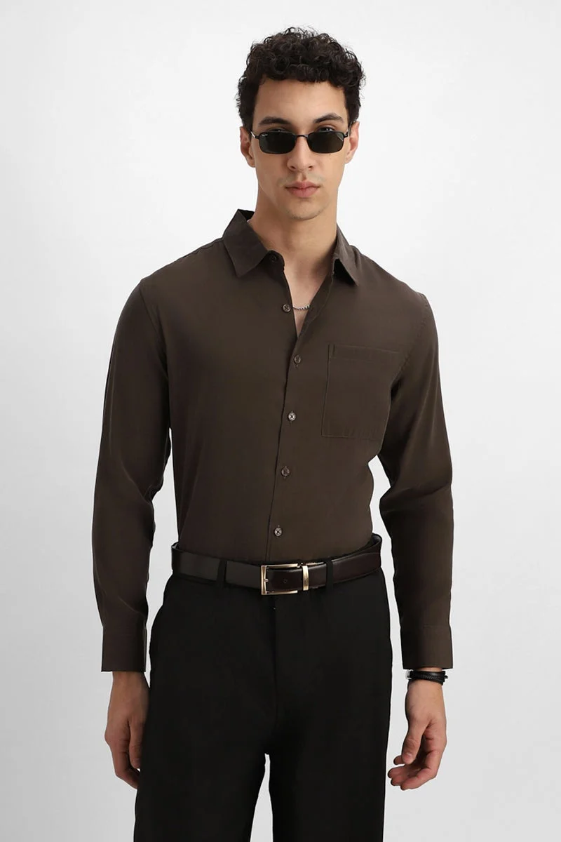 SNITCH Regular Fit Brown Shirt