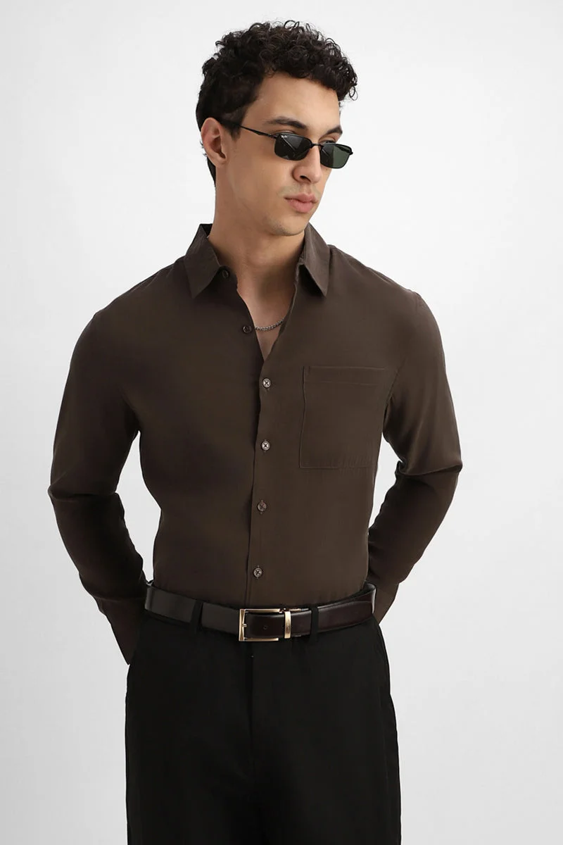 SNITCH Regular Fit Brown Shirt