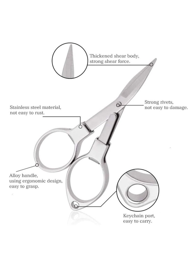 SYOSI 3 Pcs Folding Scissors Portable Stainless Steel Safety Scissors Glasses-Shaped Mini Shear - Image 3