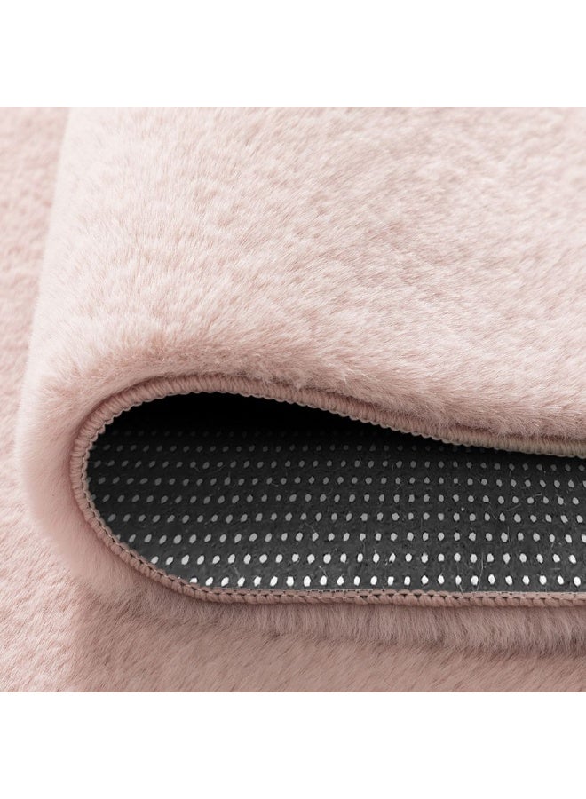 DANUBE HOME Plain Plush Solid Soft Fur Rug  | Washable Outdoor Rugs Style | Polyester Area Rug Floor Covering | Indoor Carpet For Living Room Dining Bedroom 160X230cm-Pink - Image 3