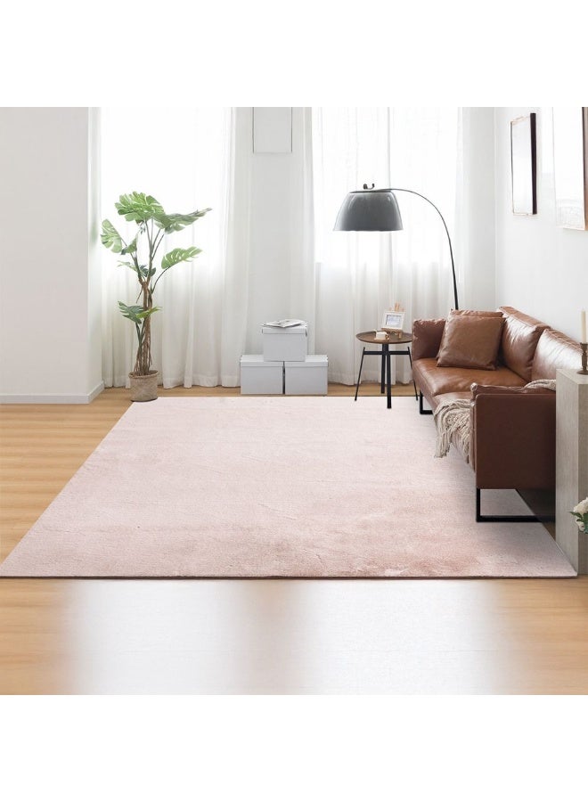 DANUBE HOME Plain Plush Solid Soft Fur Rug  | Washable Outdoor Rugs Style | Polyester Area Rug Floor Covering | Indoor Carpet For Living Room Dining Bedroom 160X230cm-Pink - Image 2