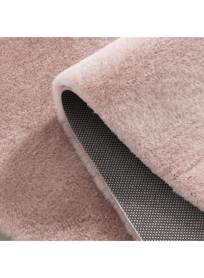 DANUBE HOME Plain Plush Solid Soft Fur Rug  | Washable Outdoor Rugs Style | Polyester Area Rug Floor Covering | Indoor Carpet For Living Room Dining Bedroom 160X230cm-Pink - Image 5