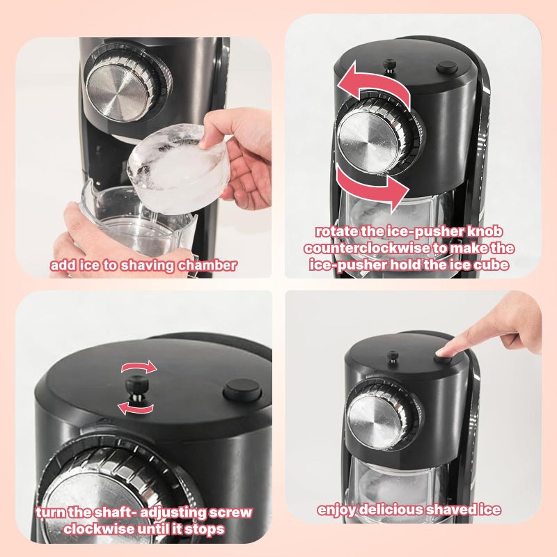 Wanvoapls Shaved Ice Machine - Snow Cone Machine Equipped With Stainless Steel Blade Adjustment Knob to Freely Adjust the Thickness of the Snowflakes and 2 Reusable Plastic Ice Mold Cup - Image 2