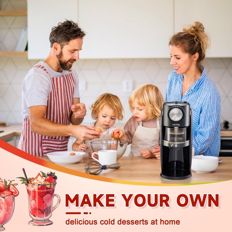Wanvoapls Shaved Ice Machine - Snow Cone Machine Equipped With Stainless Steel Blade Adjustment Knob to Freely Adjust the Thickness of the Snowflakes and 2 Reusable Plastic Ice Mold Cup - Image 4