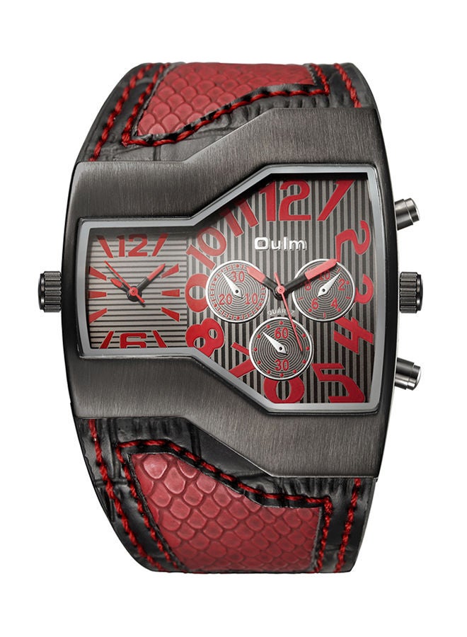 NIBEMINENT Men's Leather Chronograph Watch HP1220-RD - Image 1