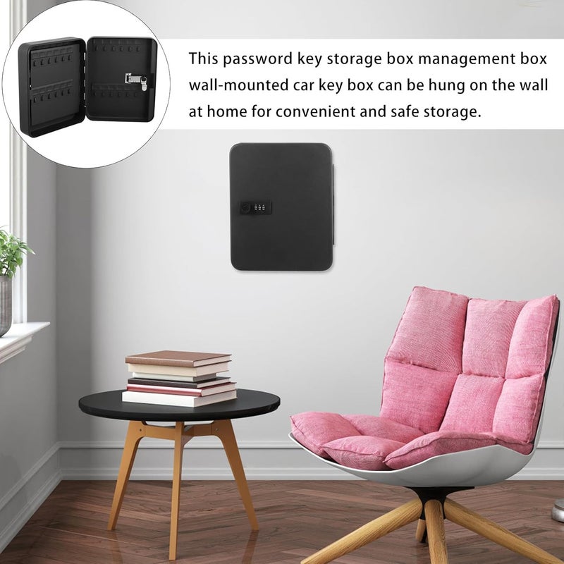 Key Cabinet Lock Box 48 Slots Wall Mounted Key Management Box with Combination Code for Home and Office Security Storage - Image 5