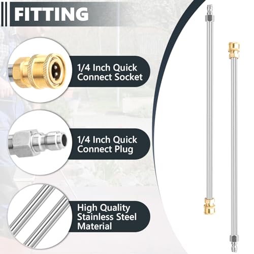EARLEAS Pressure Washer Extension Wand, 2 Pack 17 Inch Stainless Steel Heavy Duty Wands with 1/4 Inch Quick Connect, Fits Most Pressure and Power Washers - Image 5
