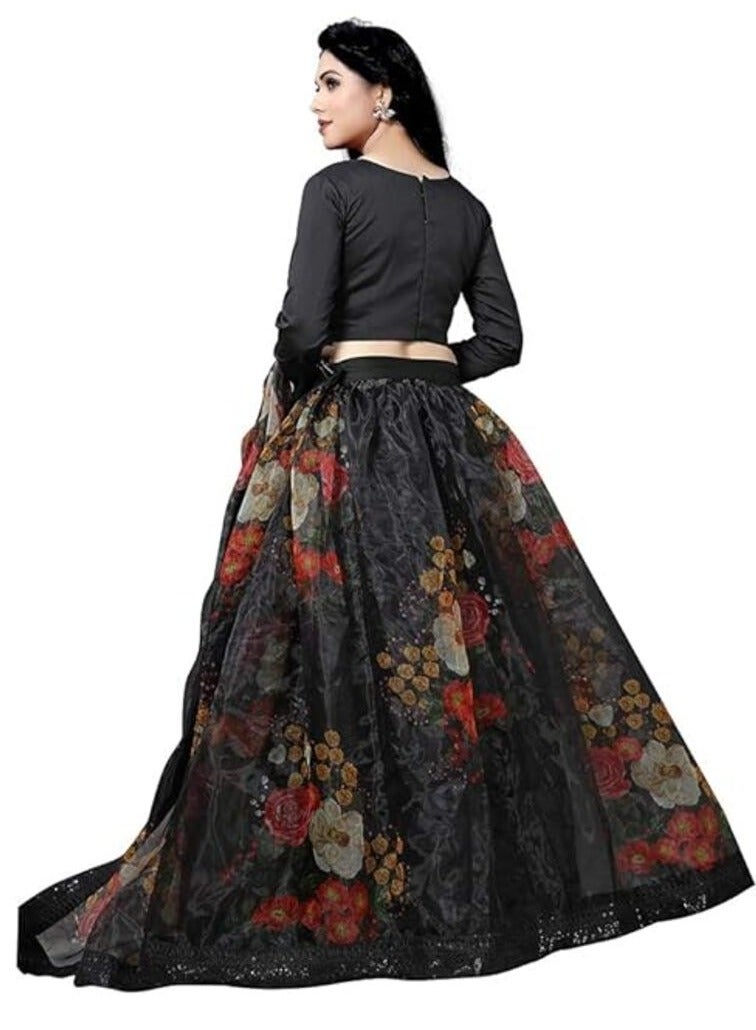 Organza Lehenga with Satin Silk Blouse  - Image 2