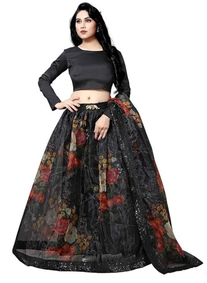 Organza Lehenga with Satin Silk Blouse  - Image 3