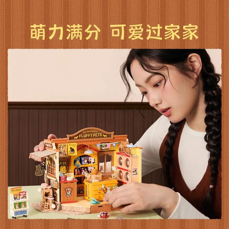 Rolife In Stock Rolife DIY Cabin Pet Store Handmade Assembled Model Pet Store Miniature Scene Toys Building Blocks Gift, 01 - Image 3