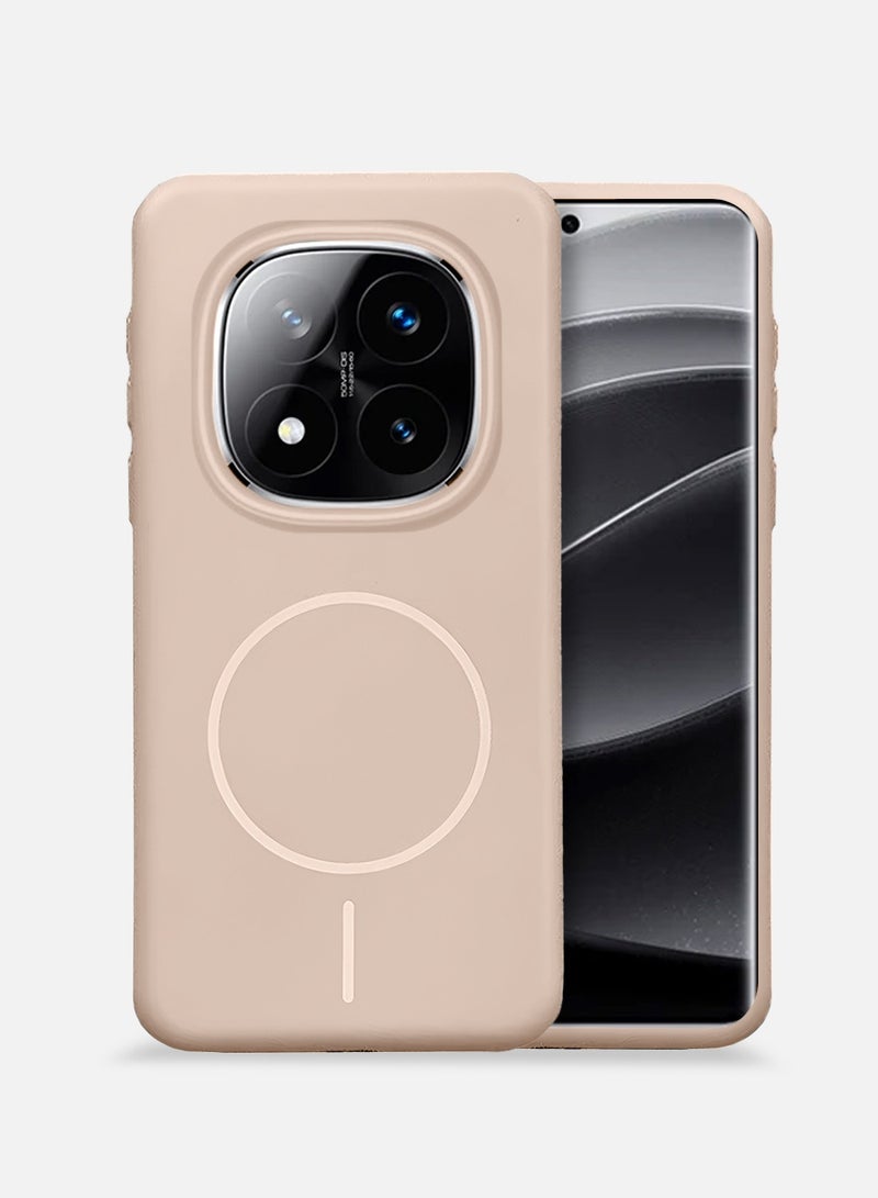 Wtech Xiaomi Redmi Note 14 Pro+ 5G / Xiaomi Redmi Note 14 Pro Plus 5G 2025 Premium Liquid Silicone Compatible With Thin Magsafe Ring Case Cover - Rose Gold - Image 1