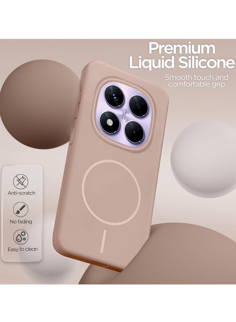 Wtech Xiaomi Redmi Note 14 Pro+ 5G / Xiaomi Redmi Note 14 Pro Plus 5G 2025 Premium Liquid Silicone Compatible With Thin Magsafe Ring Case Cover - Rose Gold - Image 2