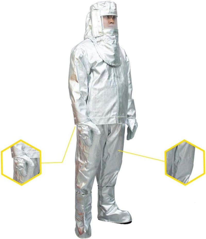 cheekyglo Heat Resistant Insulation Suit Fireproof Clothing Anti Thermal Radiation 10001200 Degree Flameproof Composite Aluminium Foil Firefighter Uniform(XXL)XXLarge - Image 1