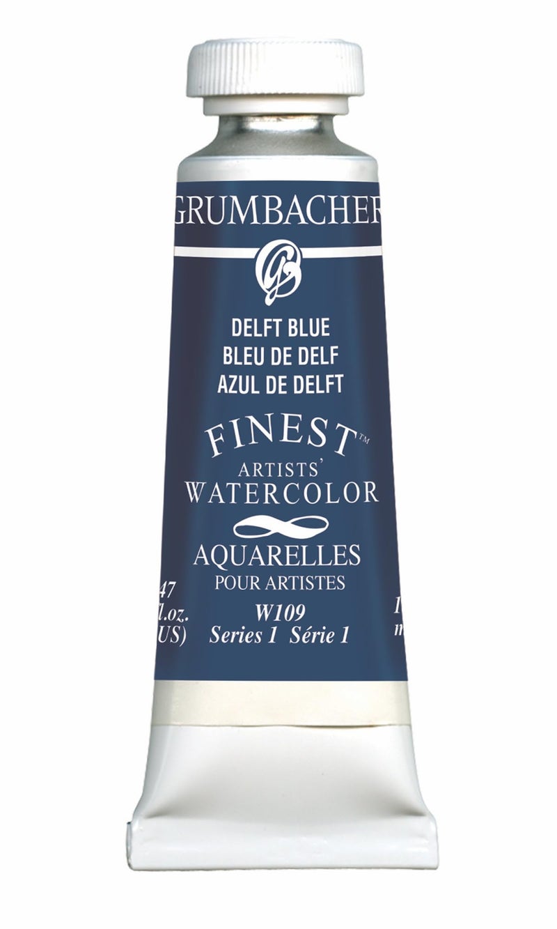 Grumbacher Finest Watercolor Paint 14ml047 oz Delft Blue W109