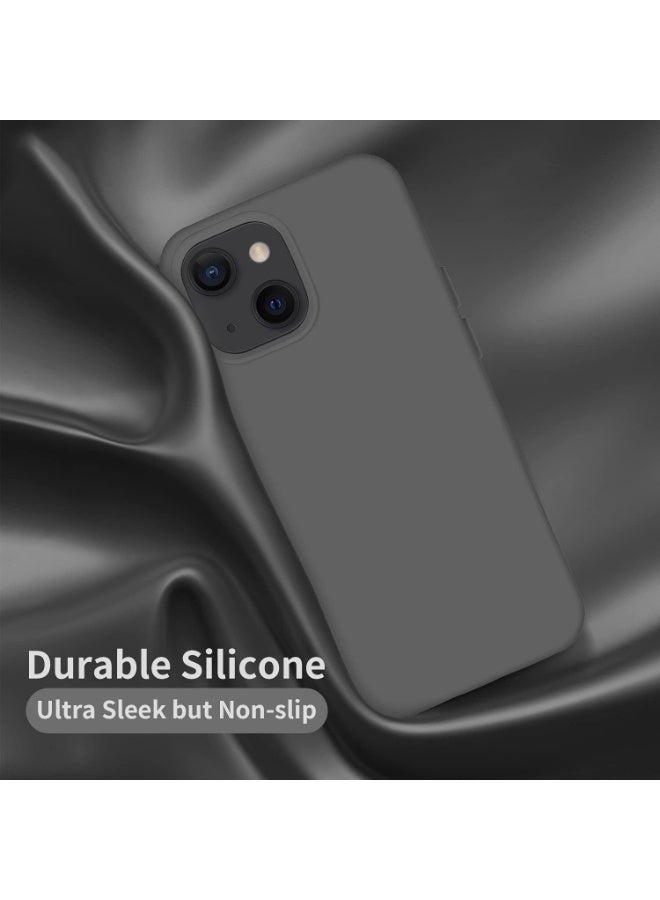 Compatible with iPhone 13/14 Case 6.1 Inch Slim Liquid Silicone 4 Layers Soft Gel Rubber Shockproof Protective Phone Case with Anti Scratch Microfiber Lining (Space Grey) - Image 3