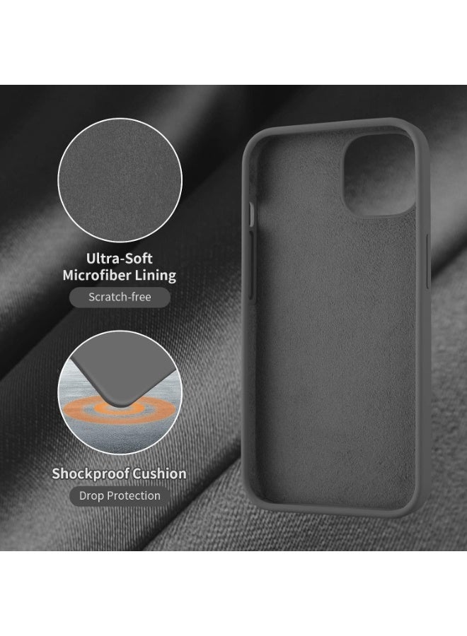 Compatible with iPhone 13/14 Case 6.1 Inch Slim Liquid Silicone 4 Layers Soft Gel Rubber Shockproof Protective Phone Case with Anti Scratch Microfiber Lining (Space Grey) - Image 4