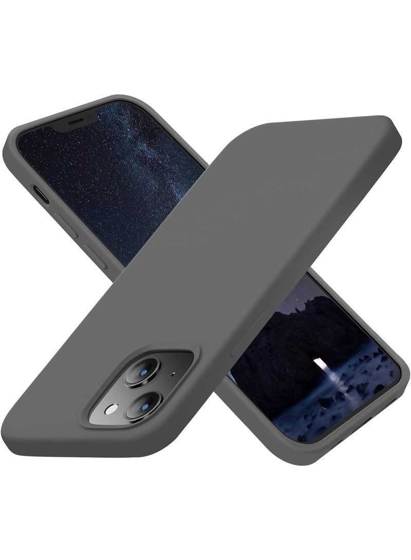Compatible with iPhone 13/14 Case 6.1 Inch Slim Liquid Silicone 4 Layers Soft Gel Rubber Shockproof Protective Phone Case with Anti Scratch Microfiber Lining (Space Grey) - Image 1