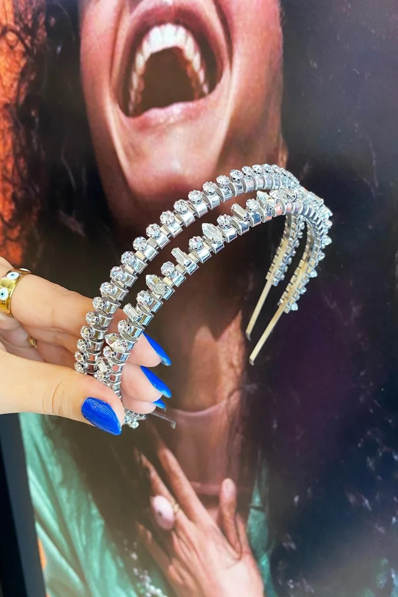 باهلس Handmade Crystal Stone Wedding Engagement Bridal Crown and Hair Accessory