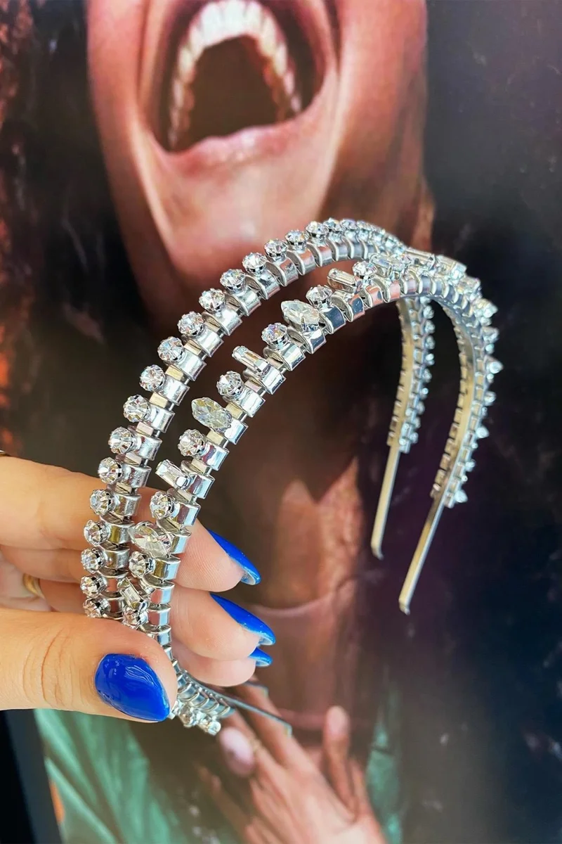 باهلس Handmade Crystal Stone Wedding Engagement Bridal Crown and Hair Accessory