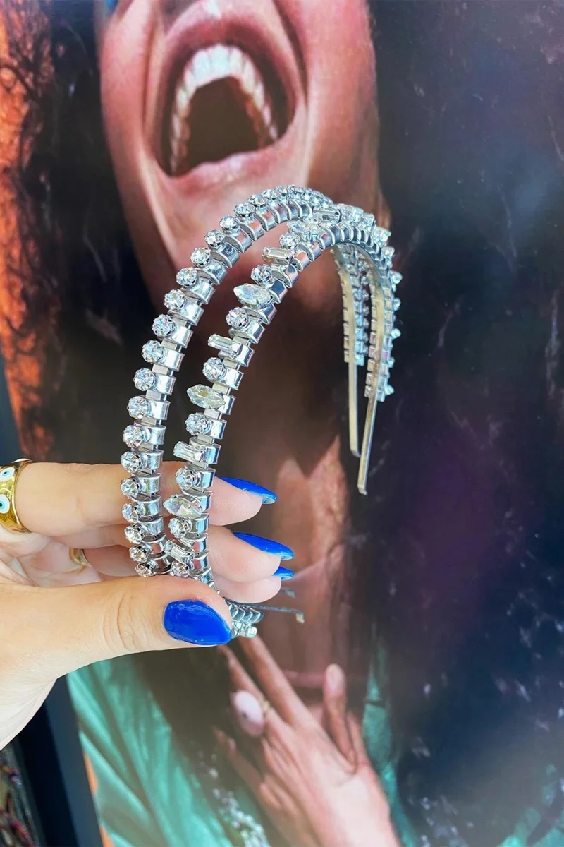 باهلس Handmade Crystal Stone Wedding Engagement Bridal Crown and Hair Accessory