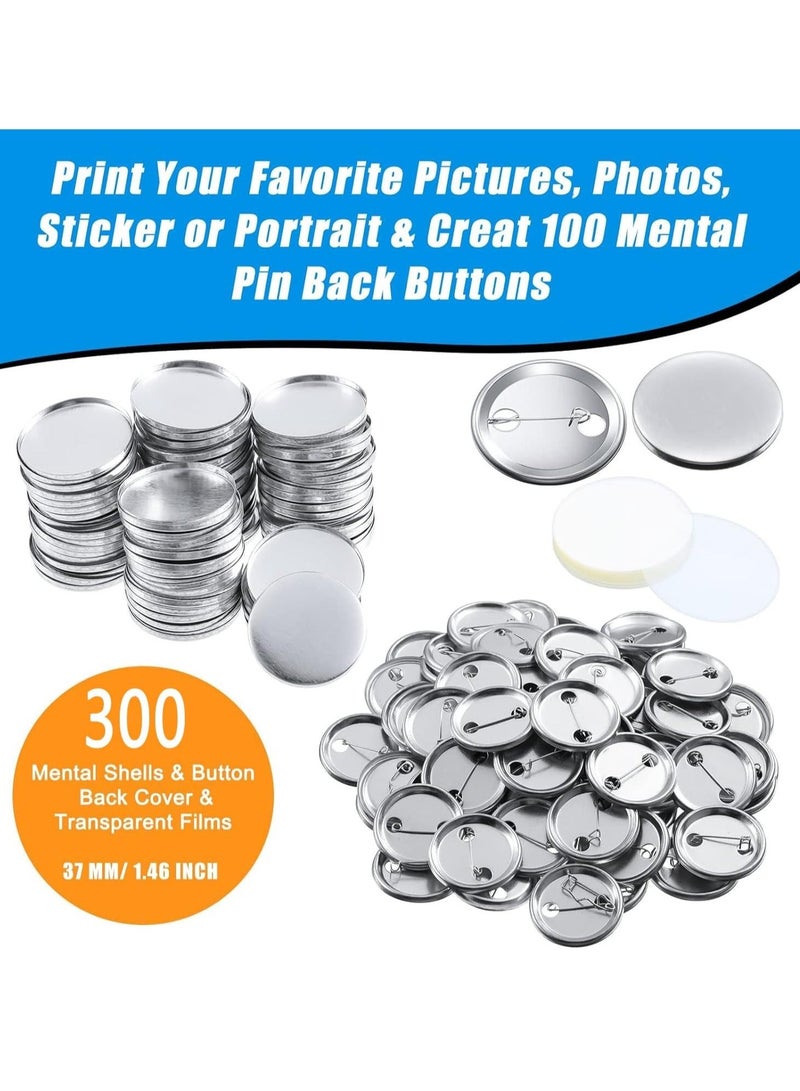 Button Badge, 300Pcs Blank Button Pin Badges Kit, Button Maker DIY Button Pins Button Pin Badge Clear Pin Back Buttons, for DIY Crafts and Children's Paper Craft Activities and More