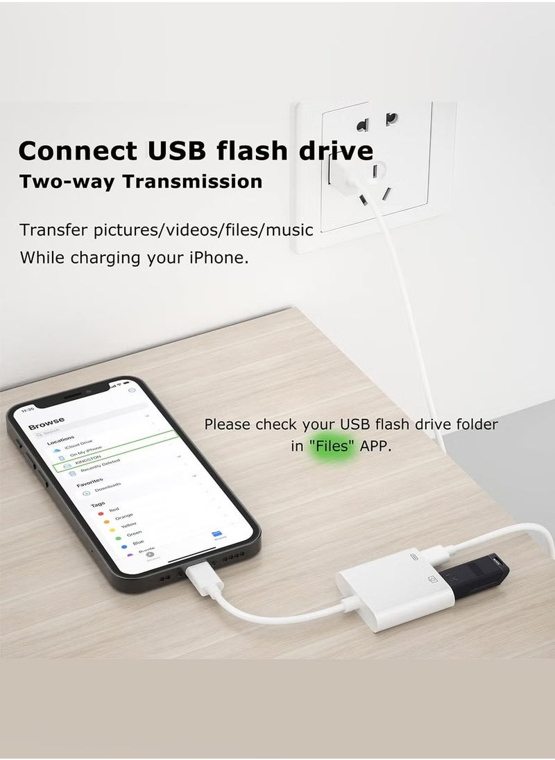 JAJEEK - Google Pixel 9 XL USB-C Camera Adapter Plug and Play 3.0 OTG Adapter with Charging Port - Supports Card Reader, USB Flash Drive, Keyboard, and Mouse - White | High-Speed Data Transfer, Easy to Use, Compact & Reliable - Image 1