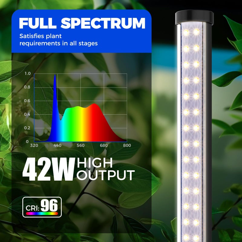 Barrina Vertical Grow Light T10, 42W 5000K, Full Spectrum LED Plant Light for Indoor,Standing Wide Coverage, 4FT Height with On/Off Switch and Tripod Floor Stand - Image 3
