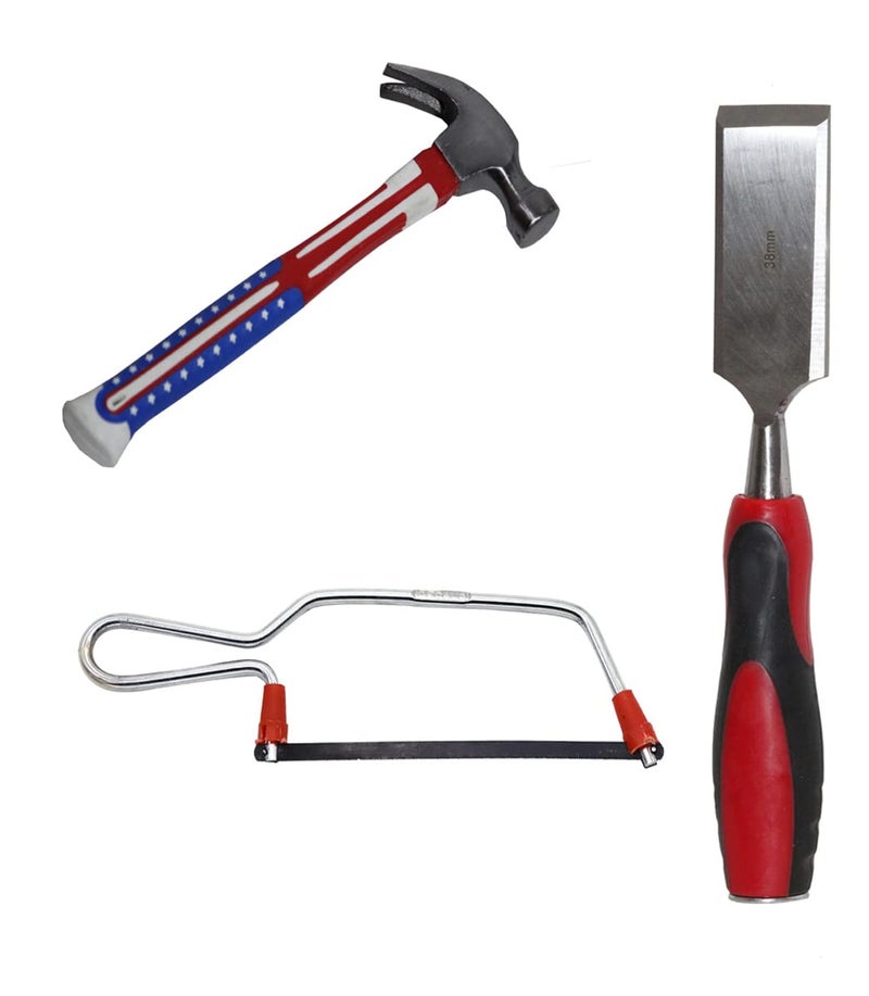 Digital Craft Digital Craft Wood Carving Flat Chisel Carving for Woodcut Working Carpenter Woodworking Tools Wood Chisel 38mmClaw HammerHacksaw  - Image 1