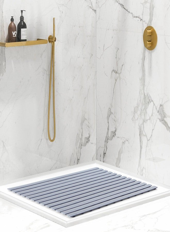 Obsessions Non-Slip Light Grey PVC Shower Mat for Bathrooms, 04x61 cm Safety & Ltyle - Image 1