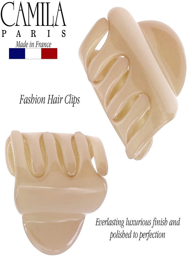 Camila Paris CP3480 French Hair Clip for Women, Set of 2 Small Beige Girls Hair Claw Clips Fashion Durable Hair Accessories for Women, Luxury Ladies Strong Hold No Slip Grip Clamp, Made in France - Image 2