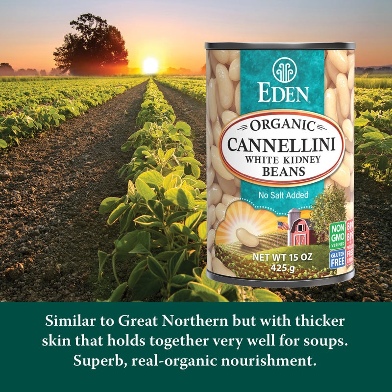 Eden Organic Cannellini White Kidney Beans, No Salt Added, 15-Ounce Cans (Pack of 12) - Image 3