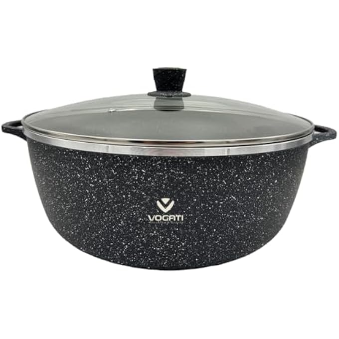 rayihni Vogati 40Cm Gray Titanium Granite Coating Casserole With Lid  Large Non Stick Cooking Pot Durable Hot Pot Biryani Pot Serving Bowl 100 Pfoa Free Granite Cookware For Home And Kitchen - Image 2