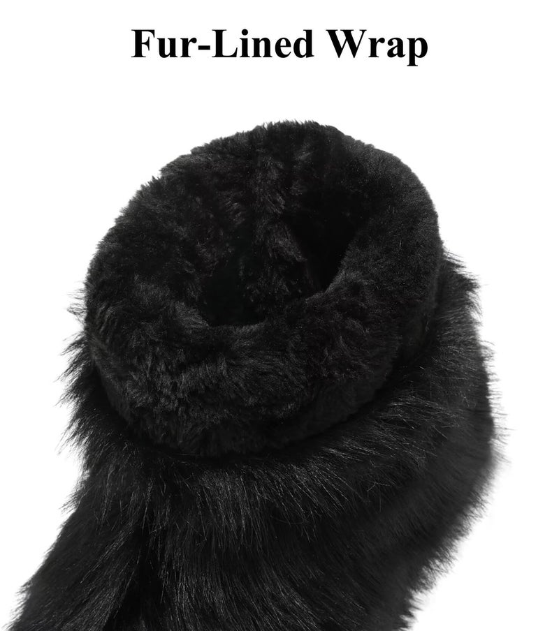Haifago Women's Faux Fur Boots Furry Fluffy Mid-Calf Winter Snow Boot, Fashion Fuzzy Round Toe Warm Booties for Shopping Travel - Image 5
