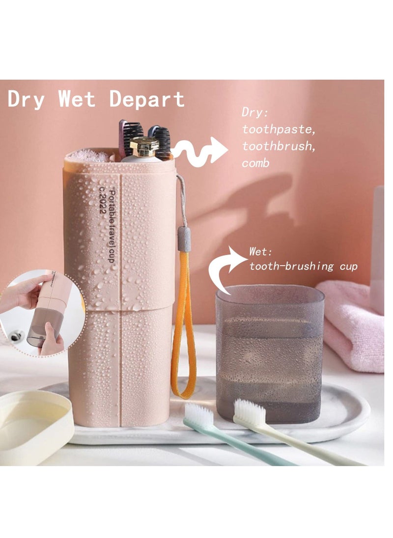 SYOSI - Portable Travel Toothbrushes Case Toothpaste Storage Box Cup, Multifunction Toothbrushes Toothpaste Set with Cup, Toothbrush Case for Traveling, Camping, School, Business and Daily Uses (Pink) - Image 1
