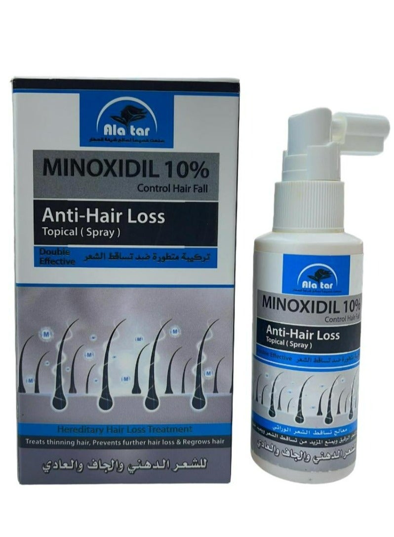 alattar Minoxidil 10 % Anti-Hair Loss Topical Hair Spray 65 ML  - Image 1