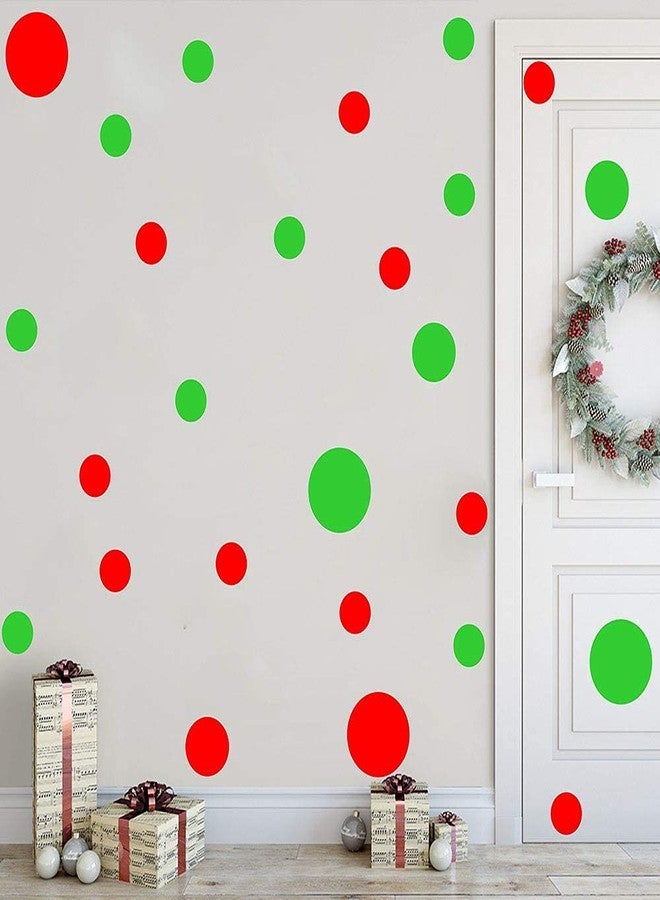 إيزما ملصقات حائط من الفينيل بنقاط البولكا باللون الأخضر الليموني والأحمر، ملصقات دائرية، ملصقات جدران الكريسماس، ملصقات جدران الفصول الدراسية، غرفة المعيشة، غرفة اللعب، جداريات فنية، ديكور منزلي لعيد الميلاد - 52 نقطة - Image 3