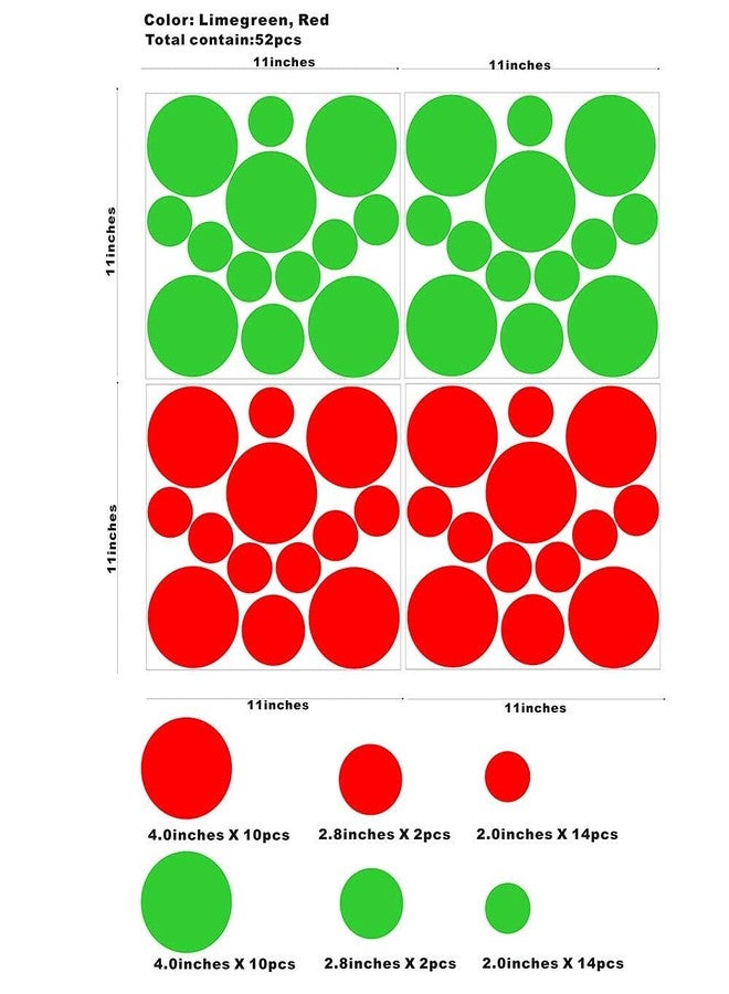 إيزما ملصقات حائط من الفينيل بنقاط البولكا باللون الأخضر الليموني والأحمر، ملصقات دائرية، ملصقات جدران الكريسماس، ملصقات جدران الفصول الدراسية، غرفة المعيشة، غرفة اللعب، جداريات فنية، ديكور منزلي لعيد الميلاد - 52 نقطة - Image 4
