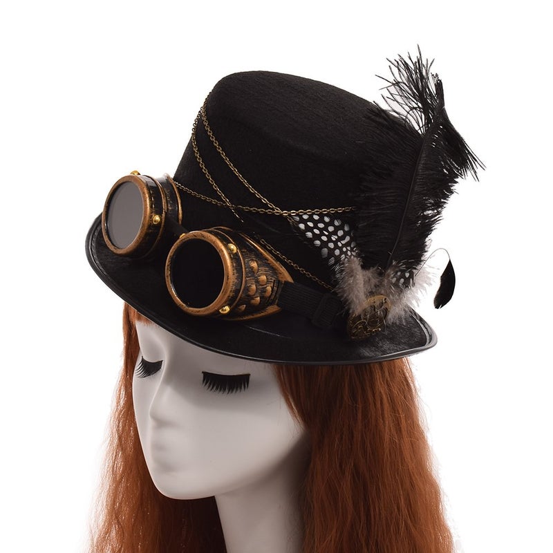 GRACEART Unisex Steampunk Top Hats with Goggles for Women Men - Image 3